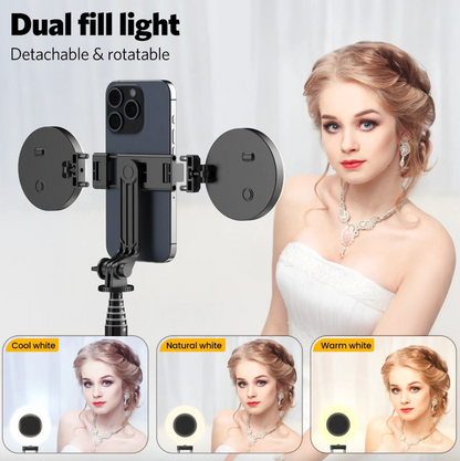 3-in-1 Selfie Stick Tripod with Dual Fill Light & Wireless Remote – Extendable, Portable & Adjustable Phone Stand