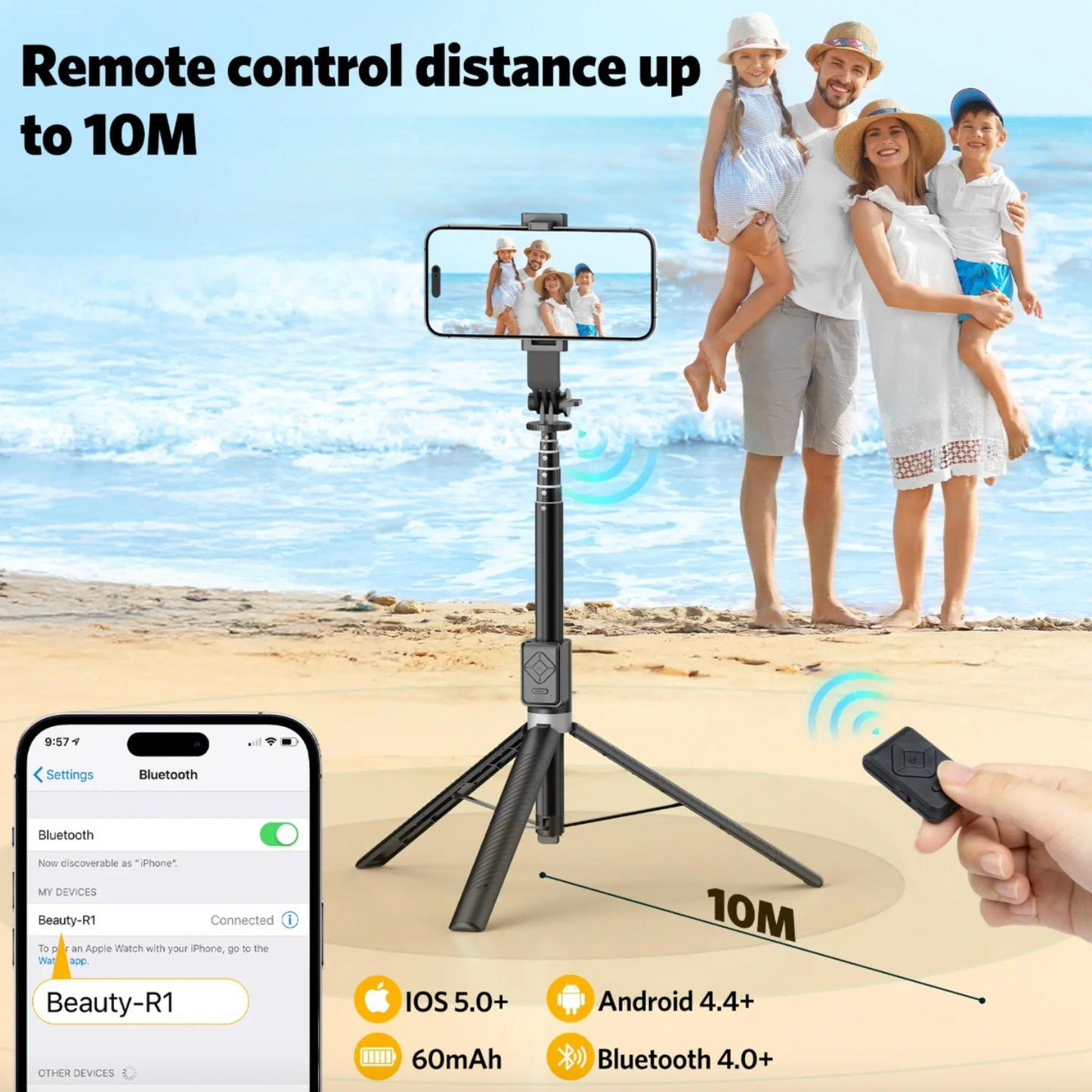 3-in-1 Selfie Stick Tripod with Dual Fill Light & Wireless Remote – Extendable, Portable & Adjustable Phone Stand