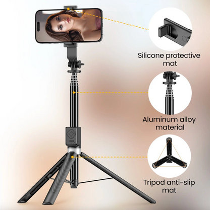 3-in-1 Selfie Stick Tripod with Dual Fill Light & Wireless Remote – Extendable, Portable & Adjustable Phone Stand