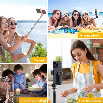 3-in-1 Selfie Stick Tripod with Dual Fill Light & Wireless Remote – Extendable, Portable & Adjustable Phone Stand